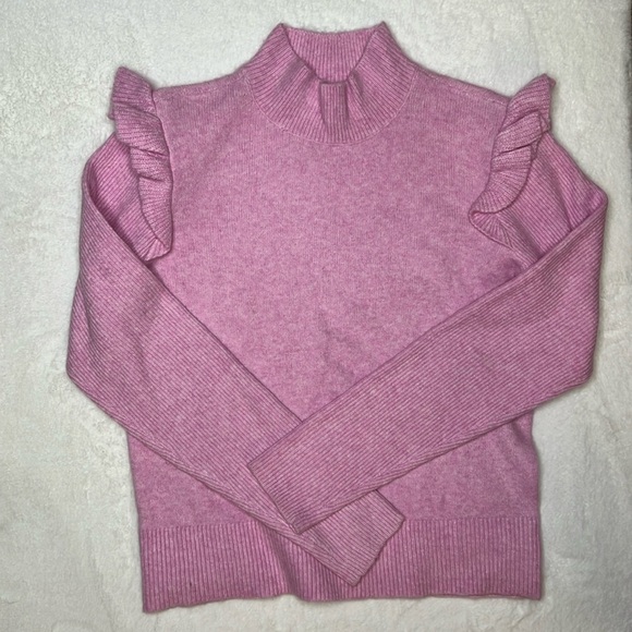 Loft Ruffle Mock Neck Sweater Size S - Picture 4 of 8